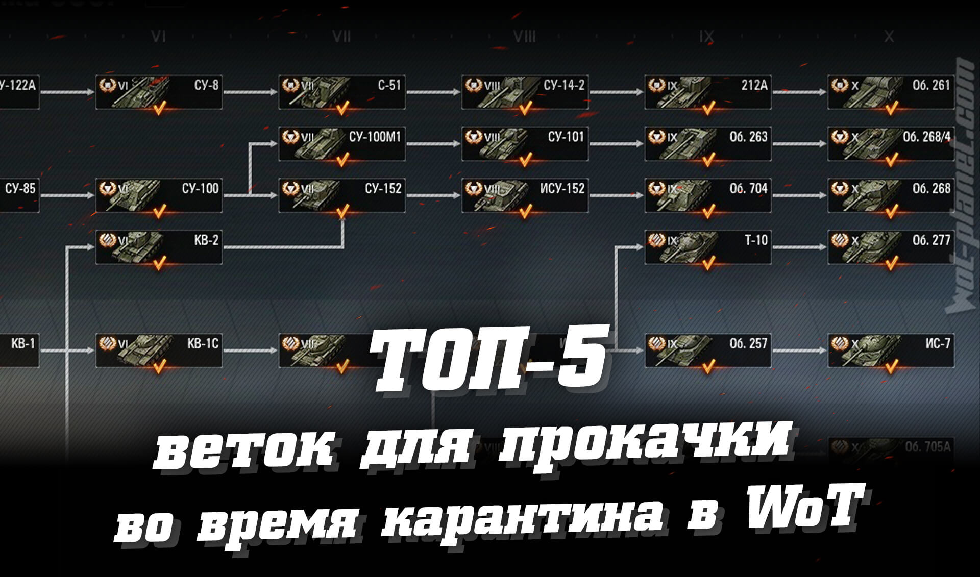 ТОП-5 веток для прокачки в WoT, пока сидите дома