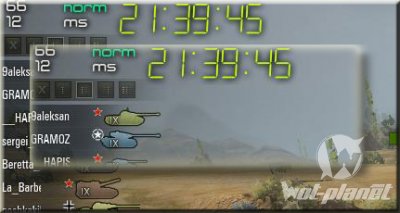 Часы в бою, пинг, фпс, для World of Tanks 0.8.7