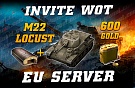 Invite-link for EU WoT server (January 2023): M22 Locust + 600 Gold
